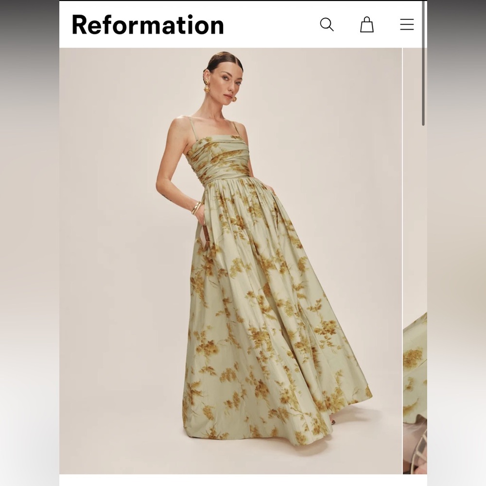 Reformation Kastoria Dress Gold - Size 6